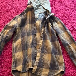 Plaid Hooded Kids Button-Down Shirt